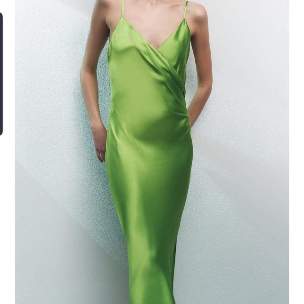 Zara | Draped Camisole Dress, Lime